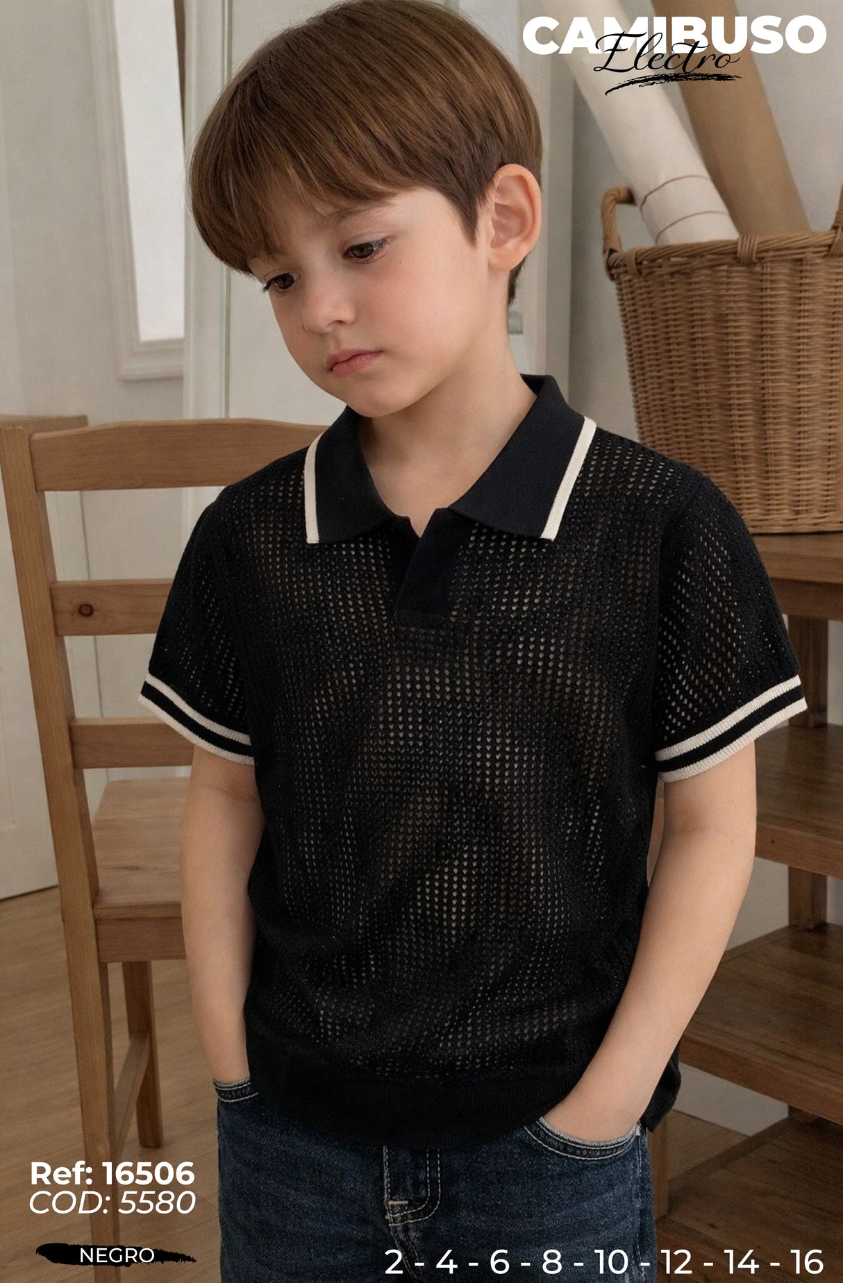 camibuso electro negro niño