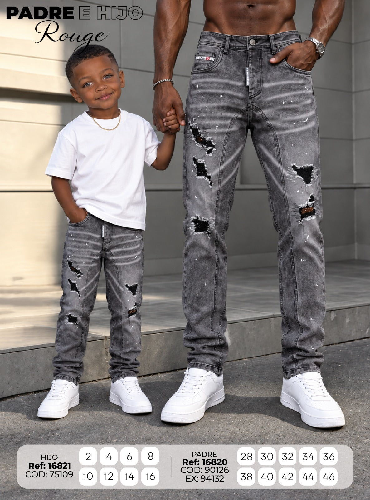 jean regular cut Rouge padre e hijo