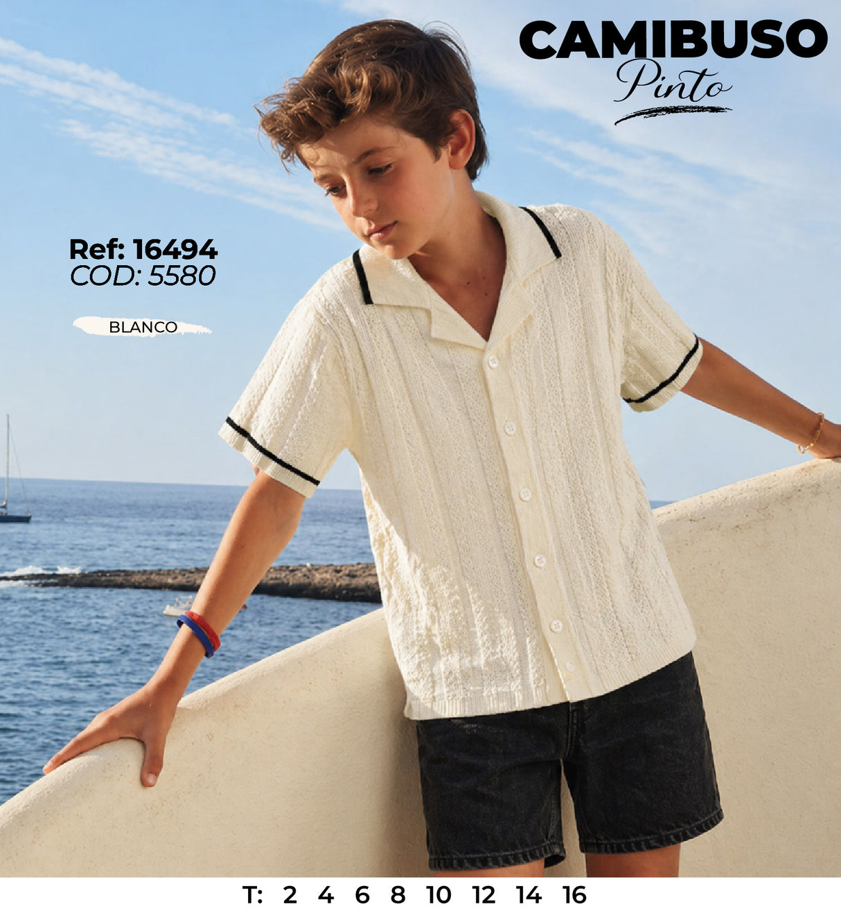 camibuso pinto blanco niño