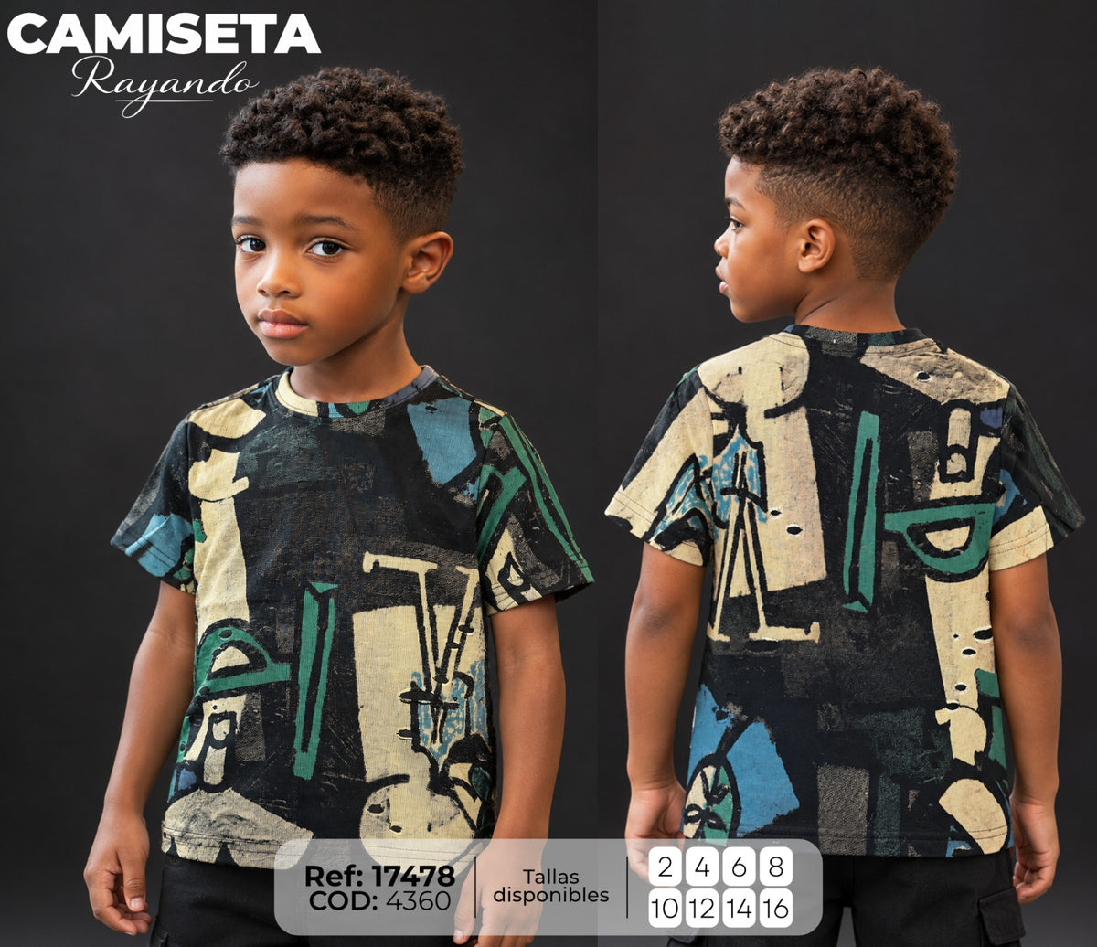 camiseta rayando niño