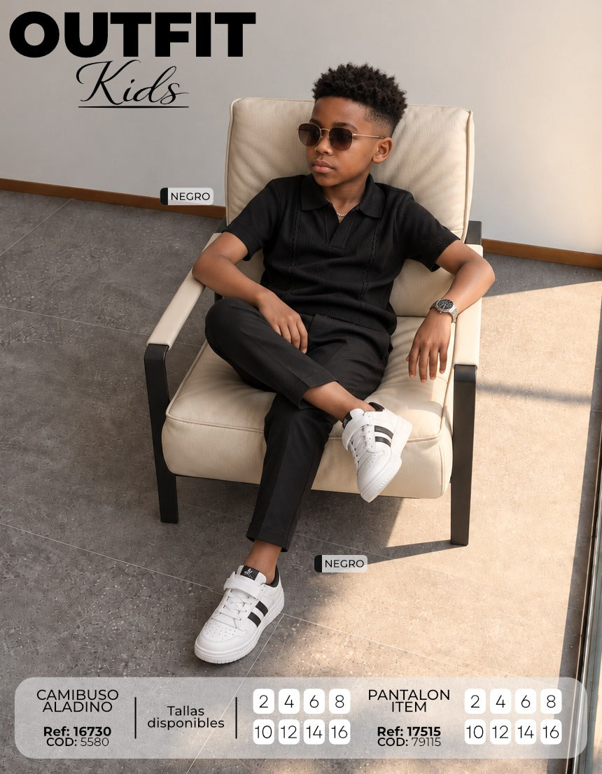 Outfit niño aladino negro old money