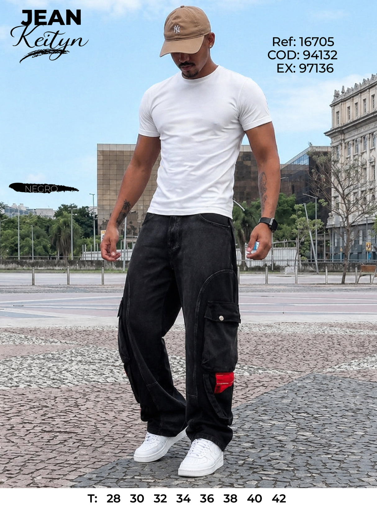 jean baggy rigido keityn negro hombre