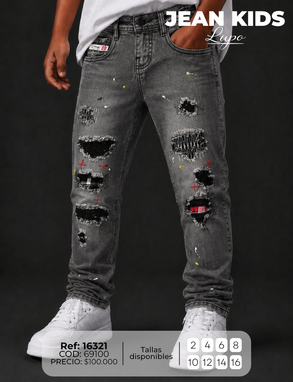 Jean regular Lupo niño