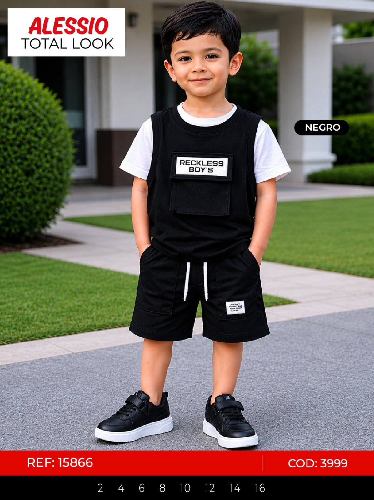 Total look alessio negro outlet niño