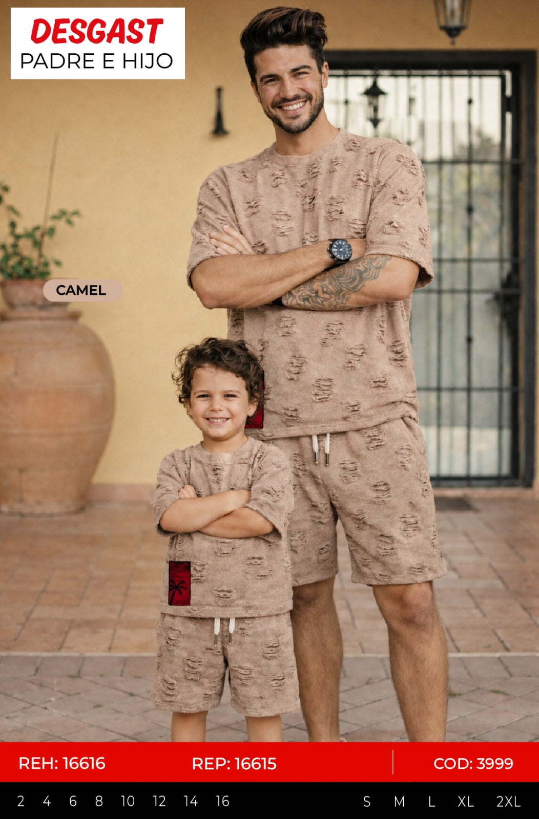 Total look desgast camel padre e hijo outlet