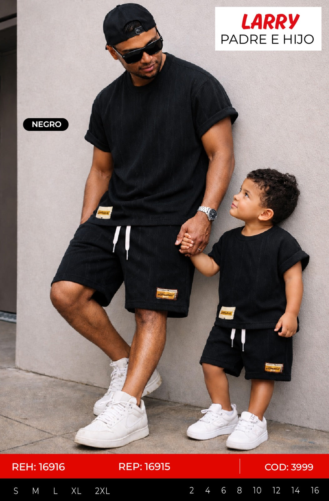 Total look larry negro padre e hijo outlet