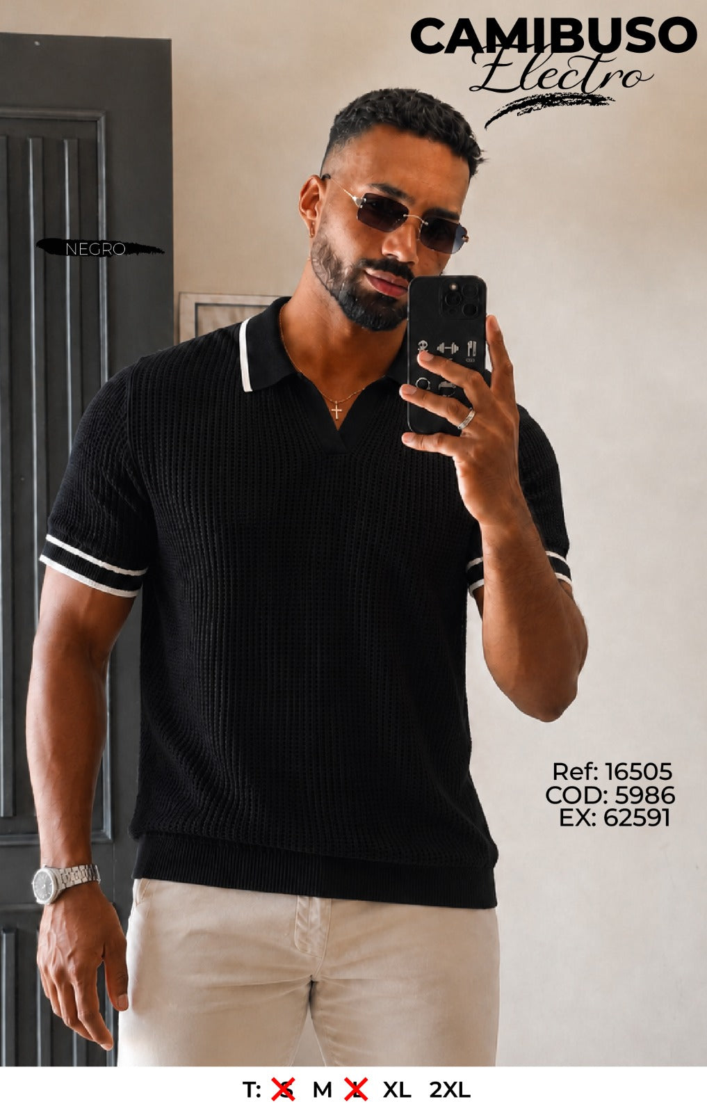 Camibuso electro negro hombre