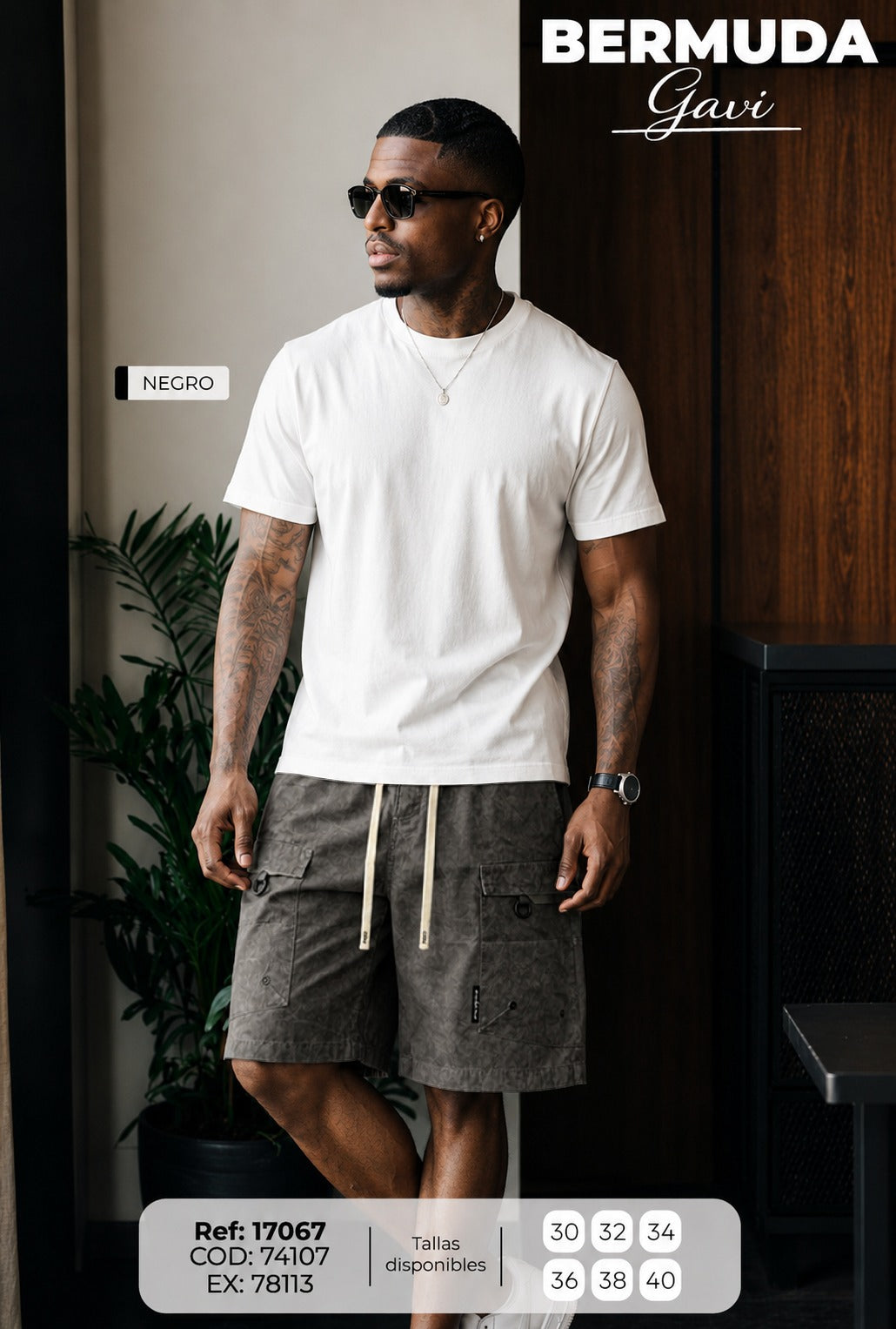 Bermuda Gavi NEGRO hombre
