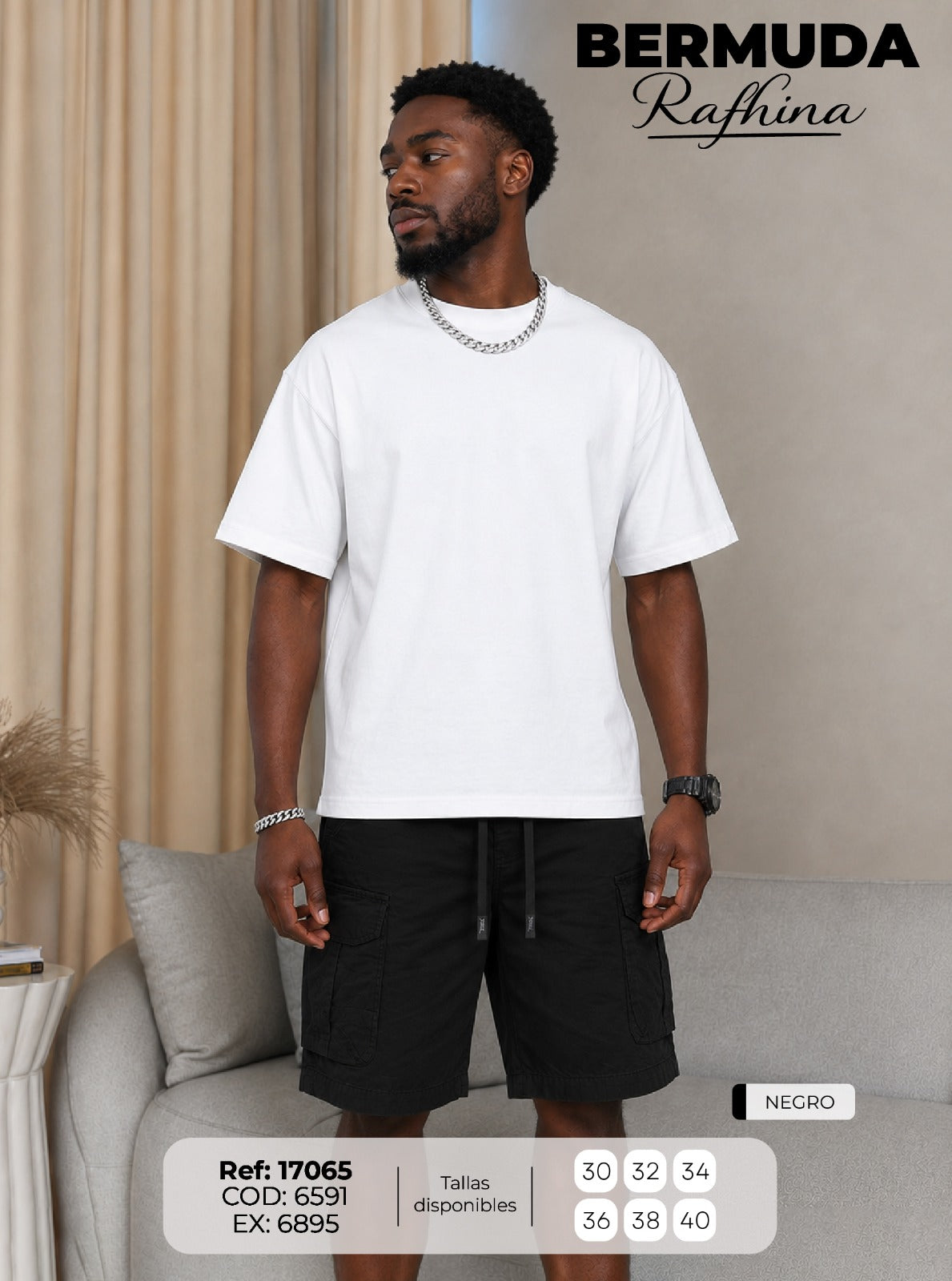 bermuda T rafhina negro hombre
