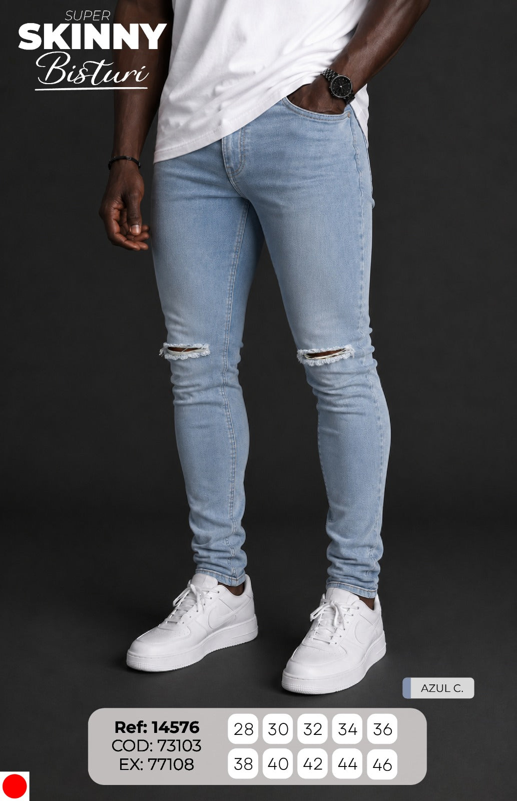 jean skinny azul c. hombre
