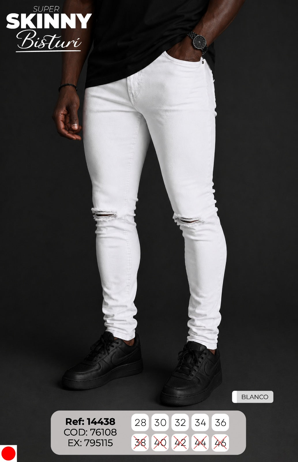 jean skinny blanco hombre