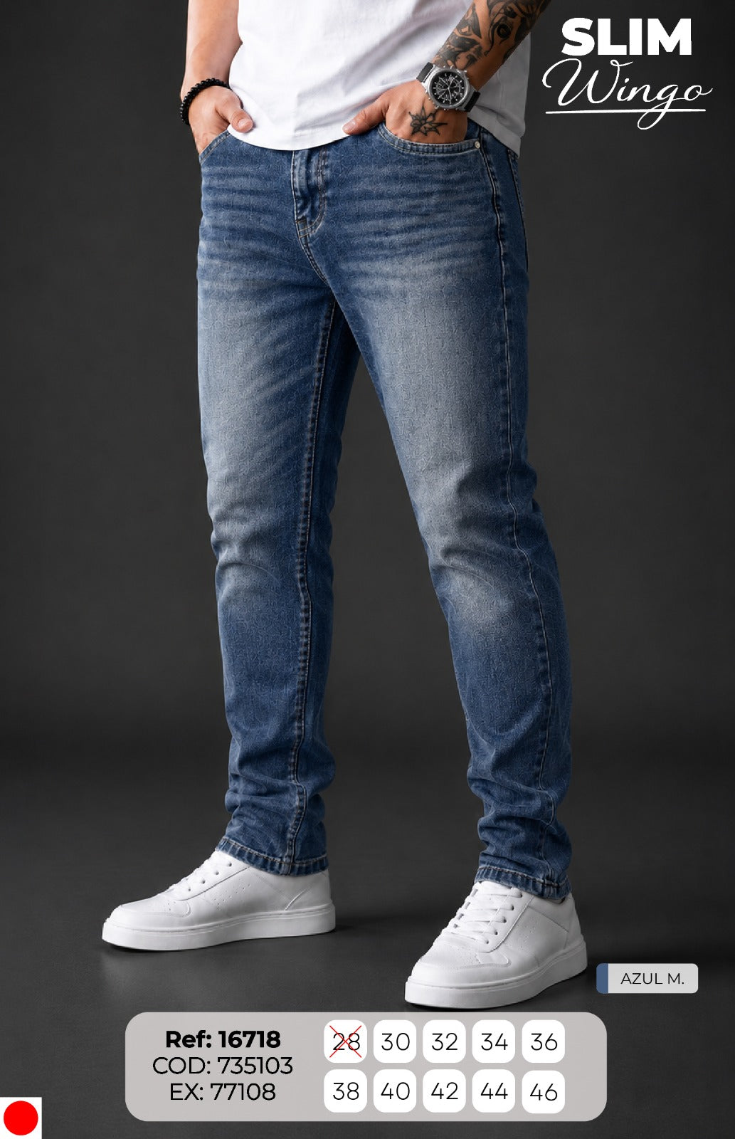 Jean Slim Wingo Azul M. hombre