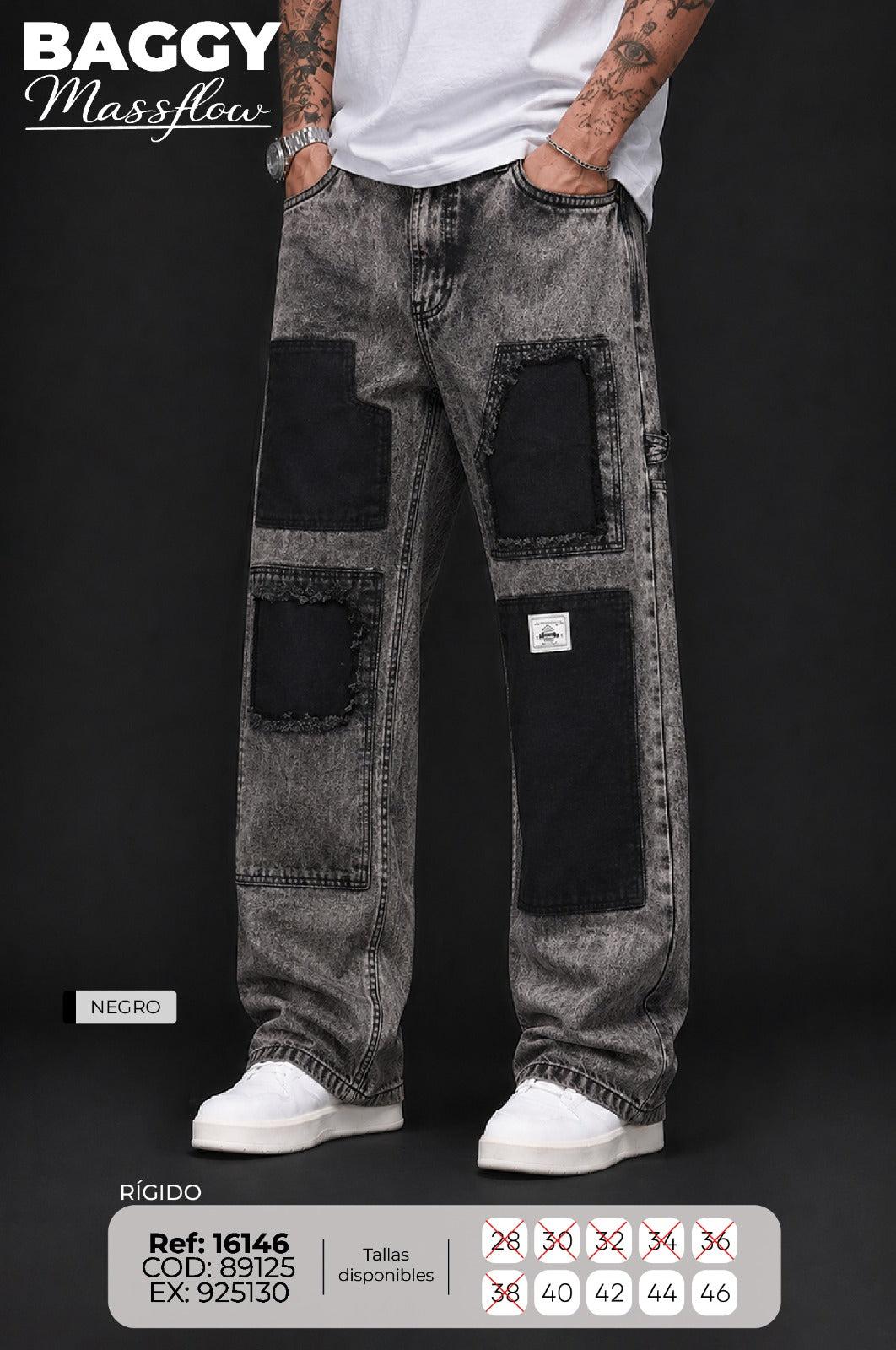 baggy Massflow negro hombre