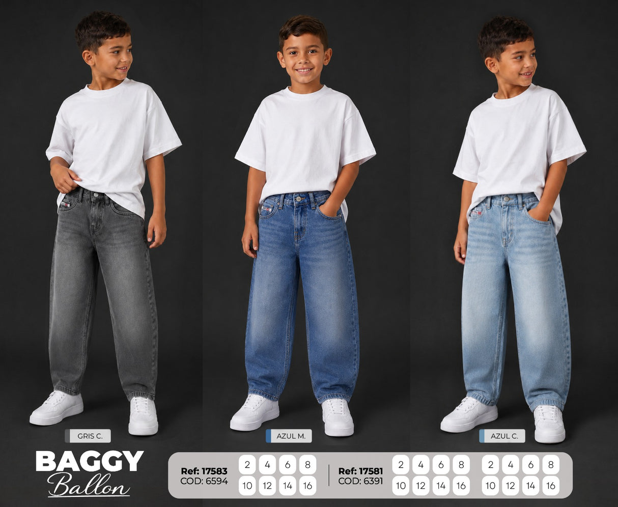 jean Baggy Ballon COLLAGE NIÑO
