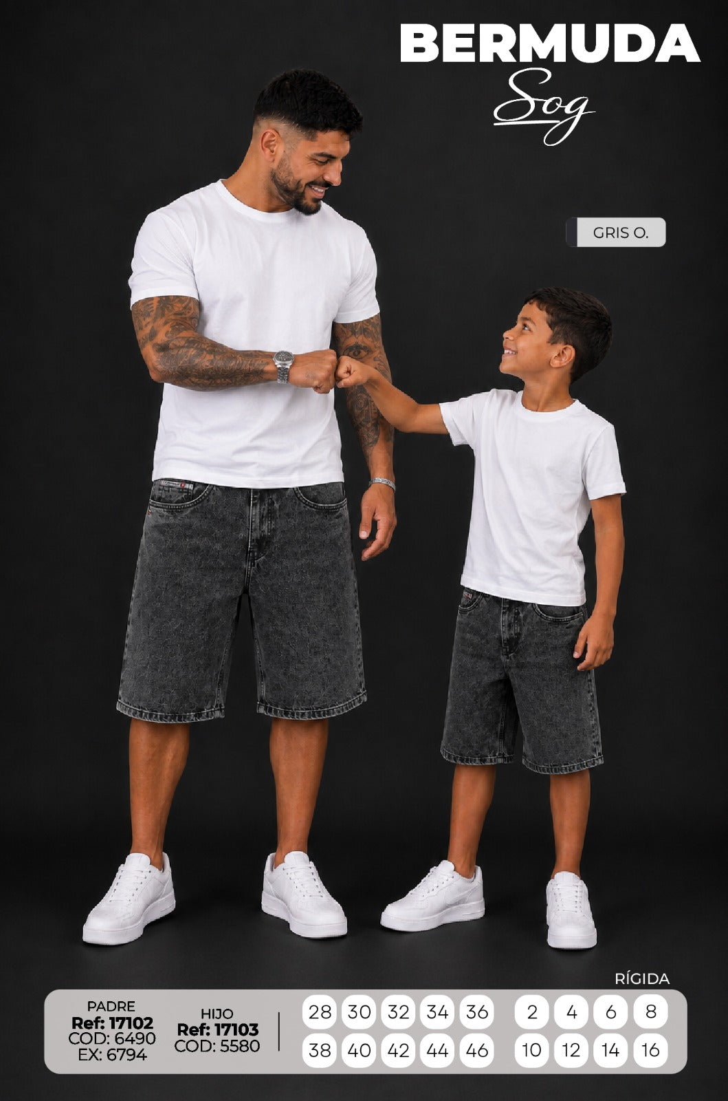 PADRE E HIJO bermuda Sog gris o.