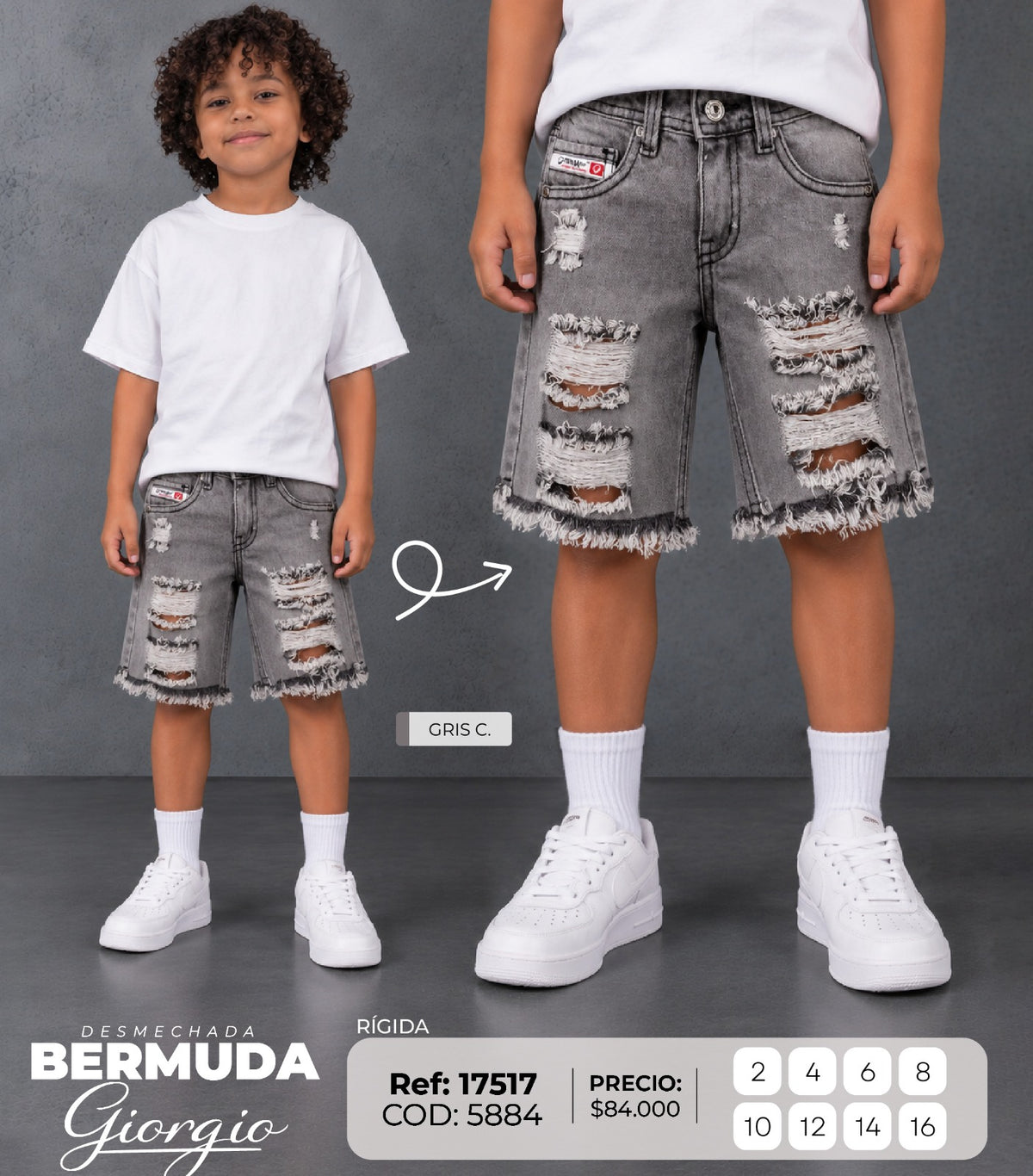 giorgio gris claro bermuda niño