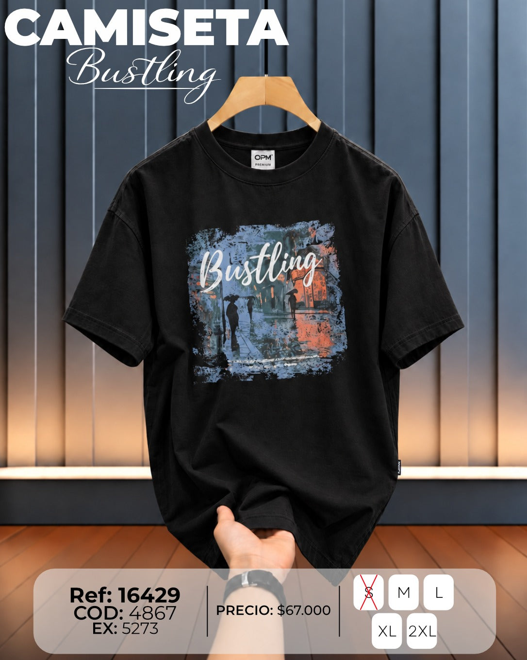 camiseta bustling hombre