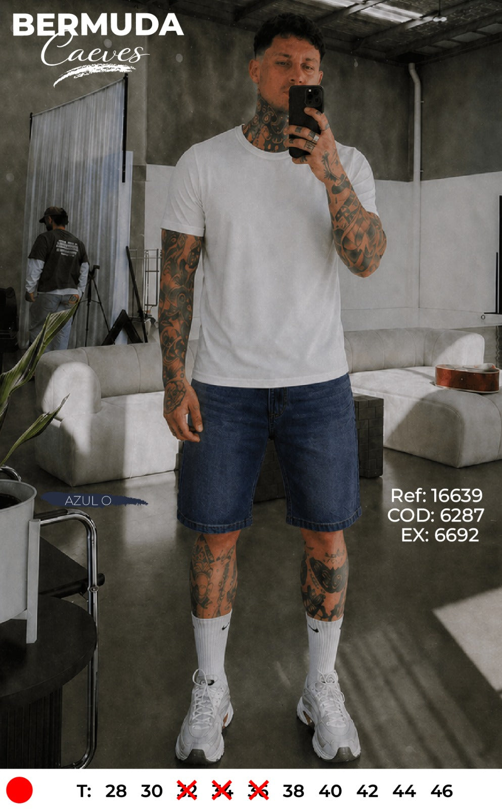 bermuda caeves azul oscuro hombre