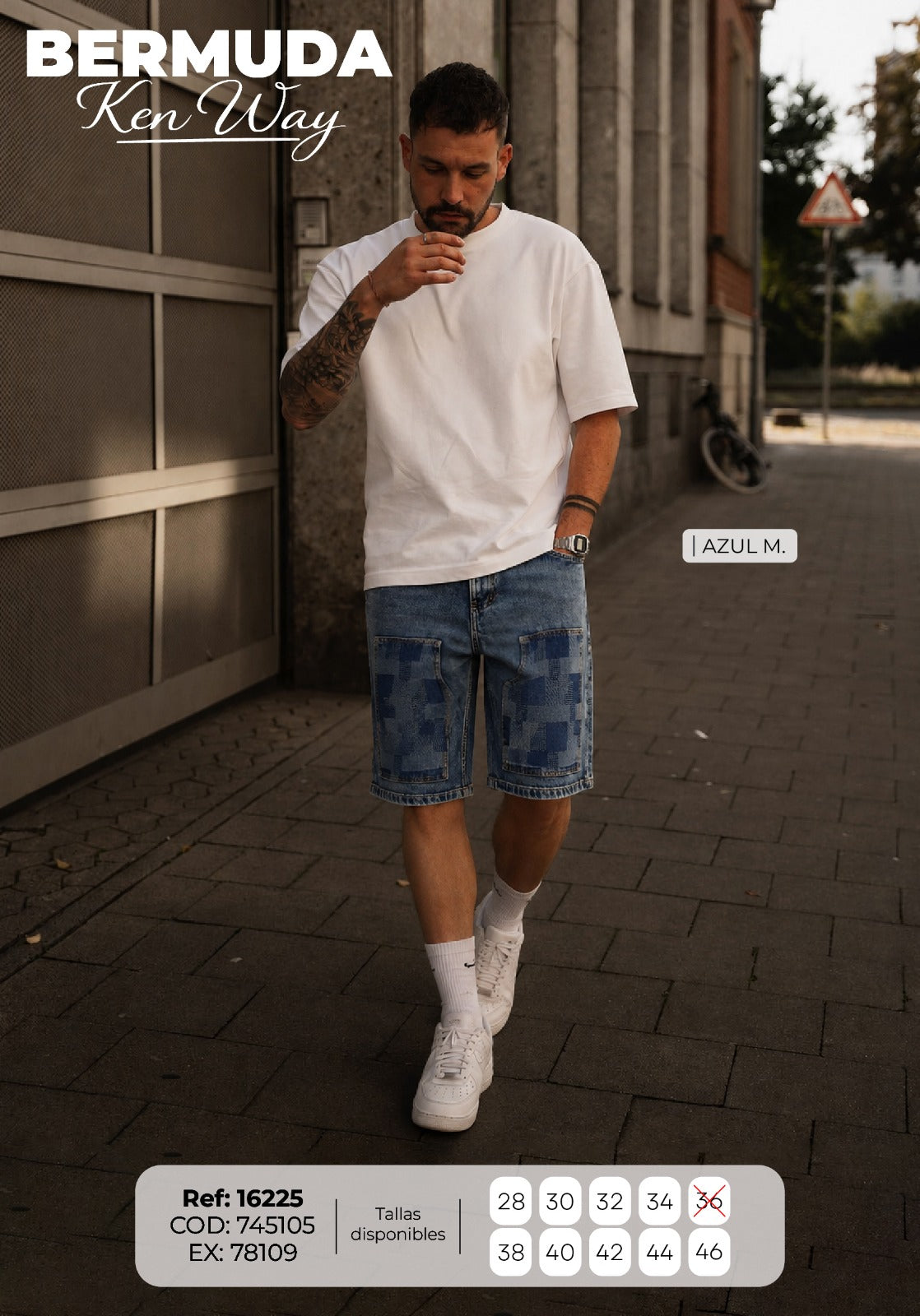 bermuda ken way azul m hombre