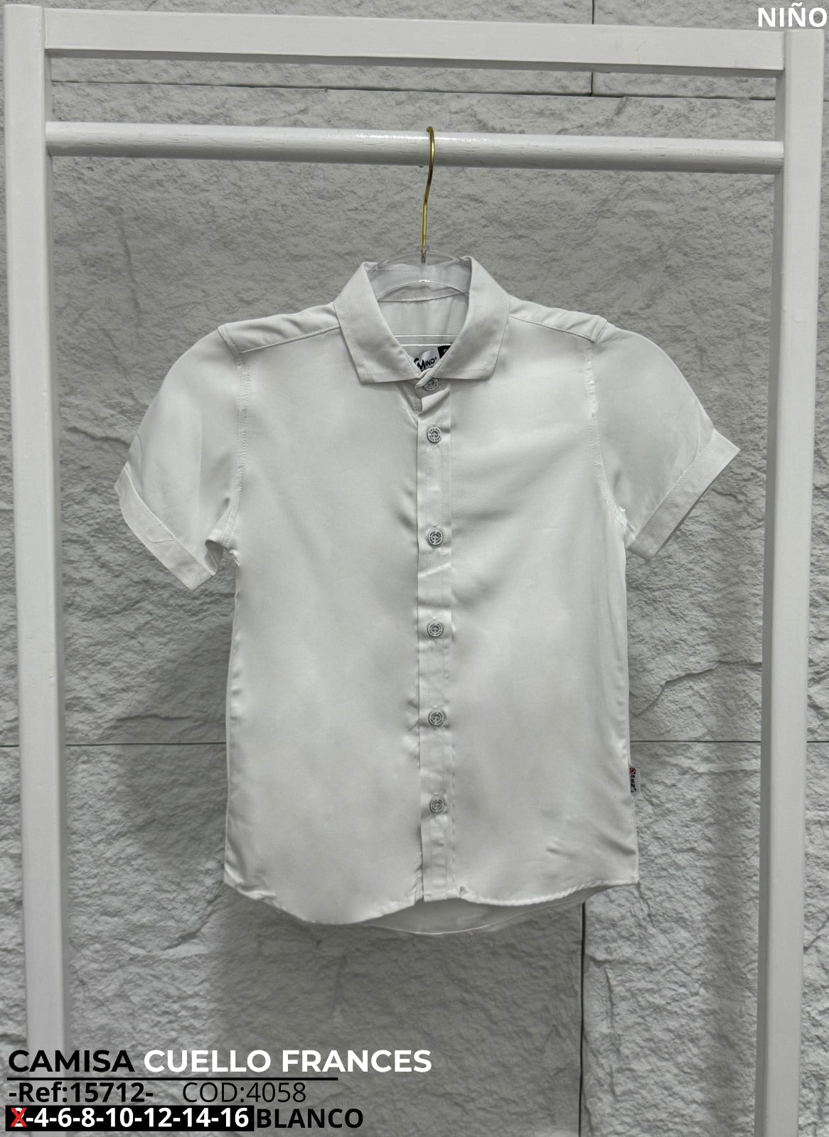 camisa cuello frances blanco niño