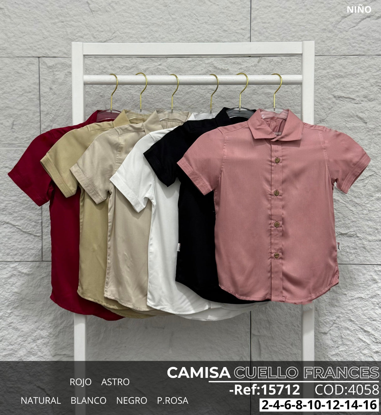 camisa cuello frances collage niño