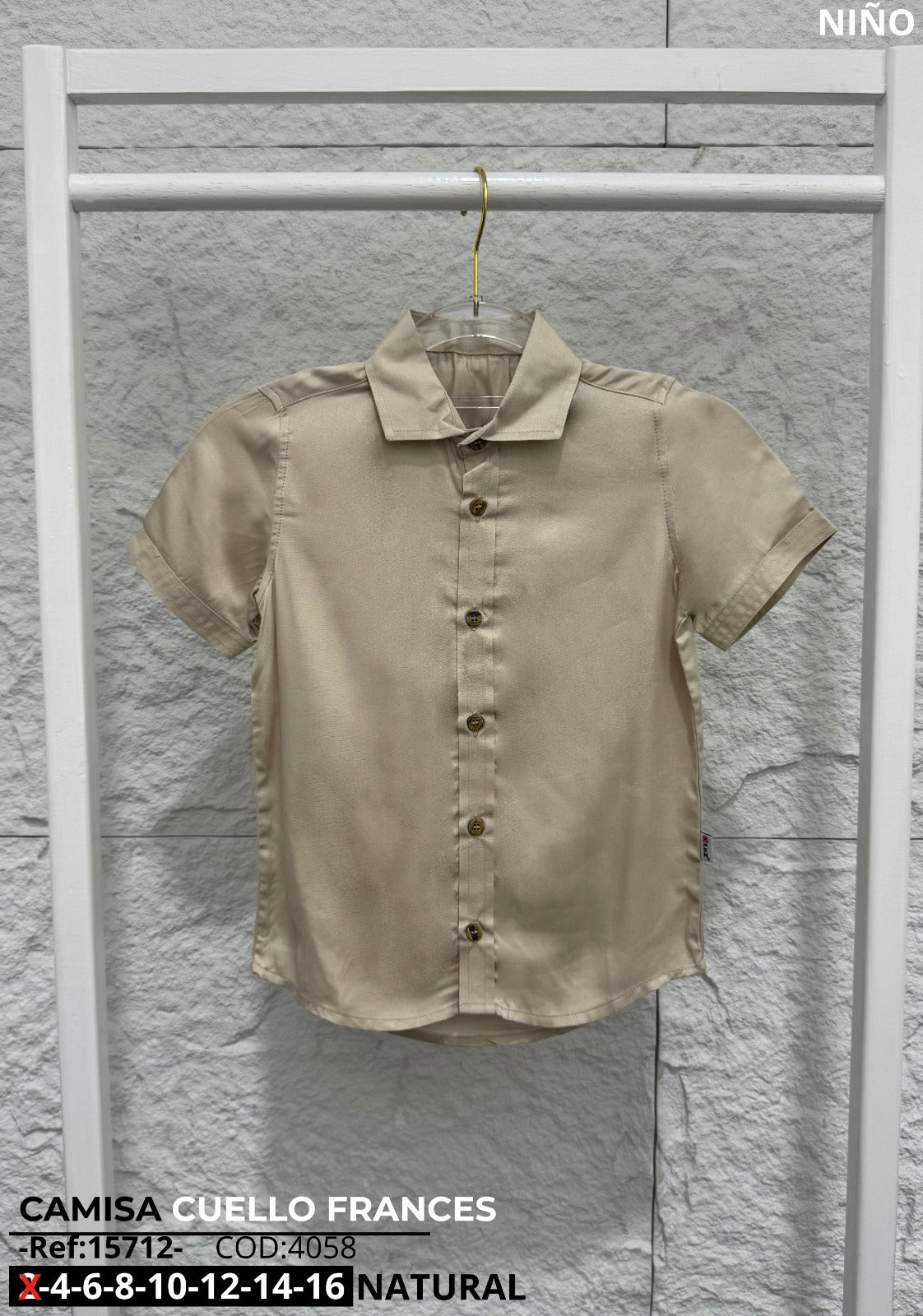 camisa cuello frances natural niño