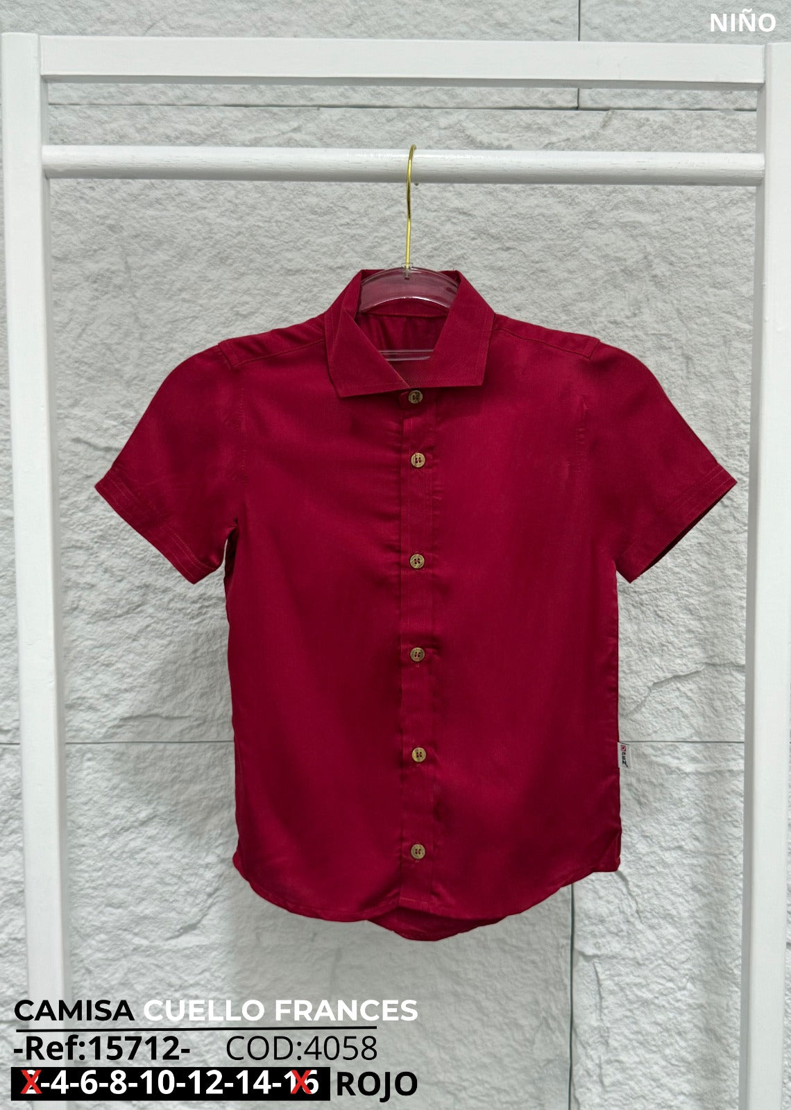 camisa cuello frances rojo niño