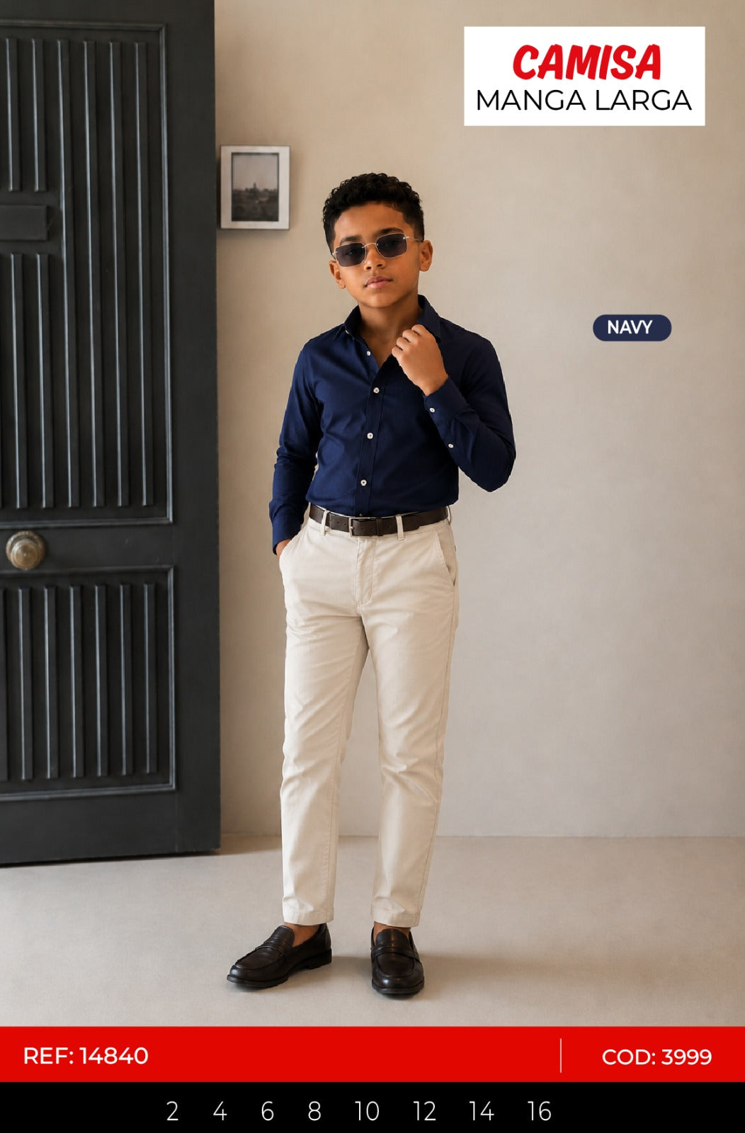 camisa manga larga navy niño outlet