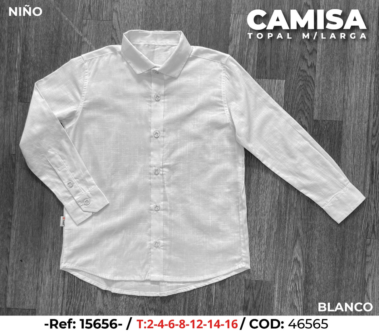 camisa topal manga larga blanco niño