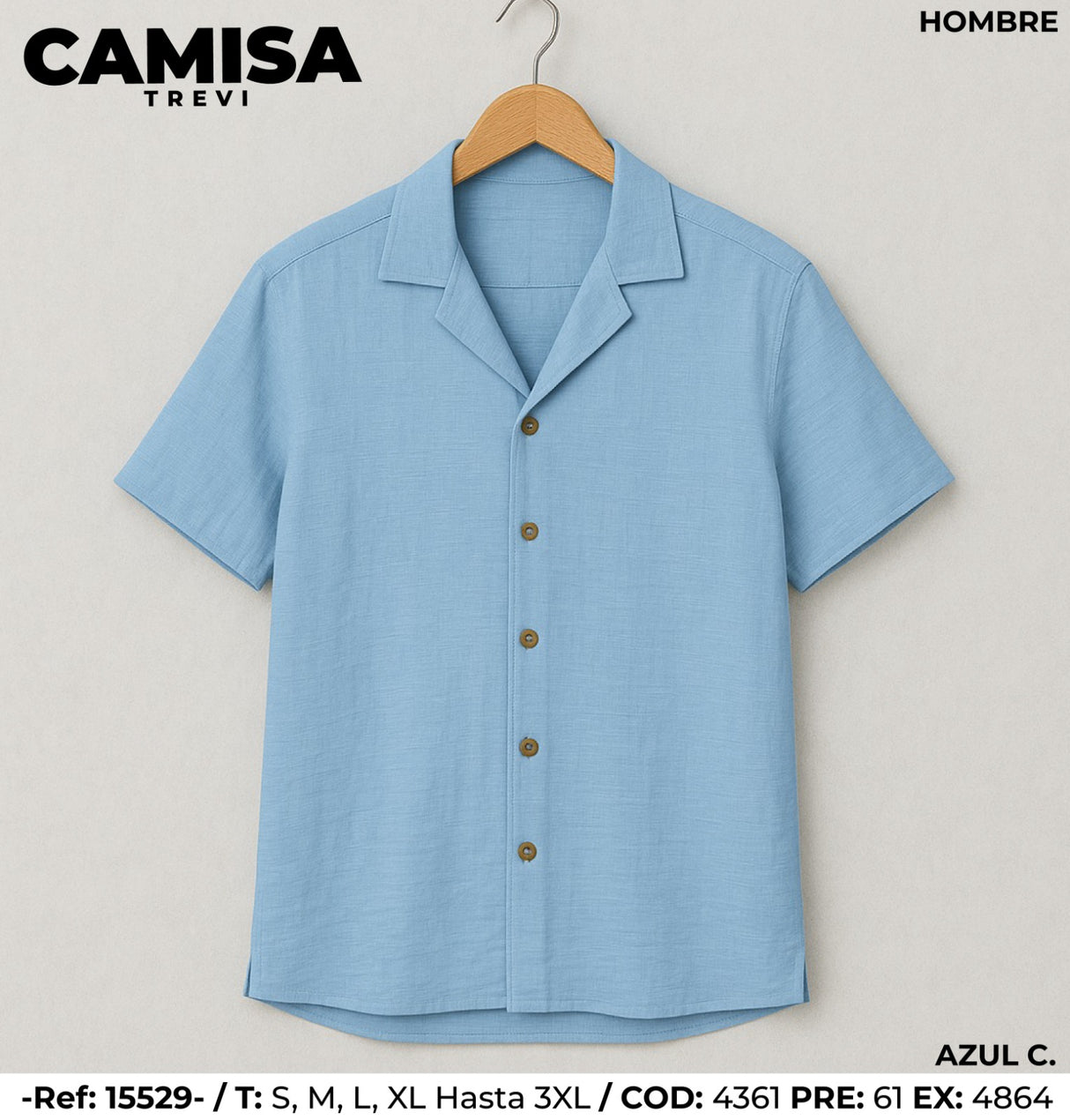 camisa trevi azul c1 hombre