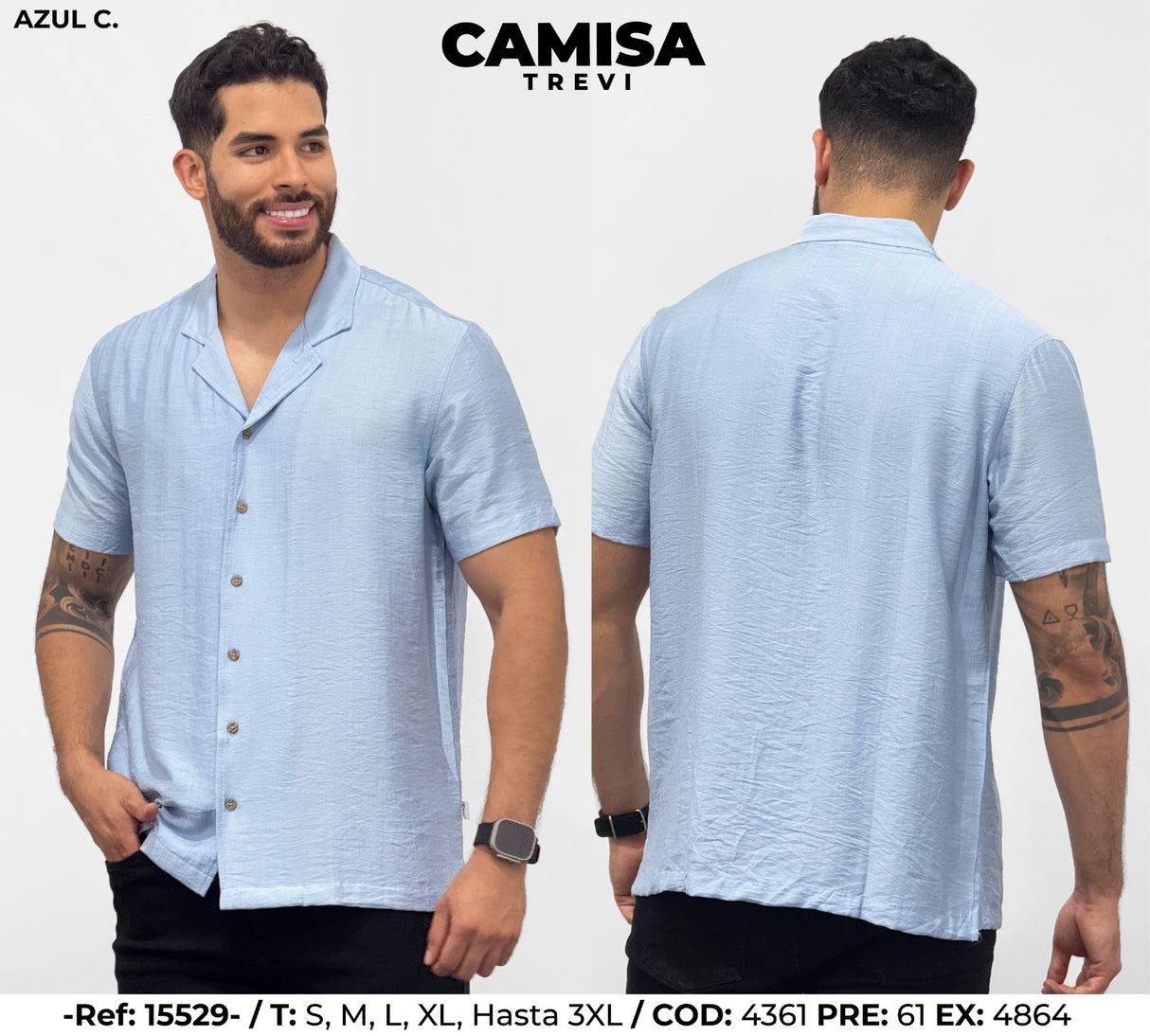 camisa trevi azul c3 hombre