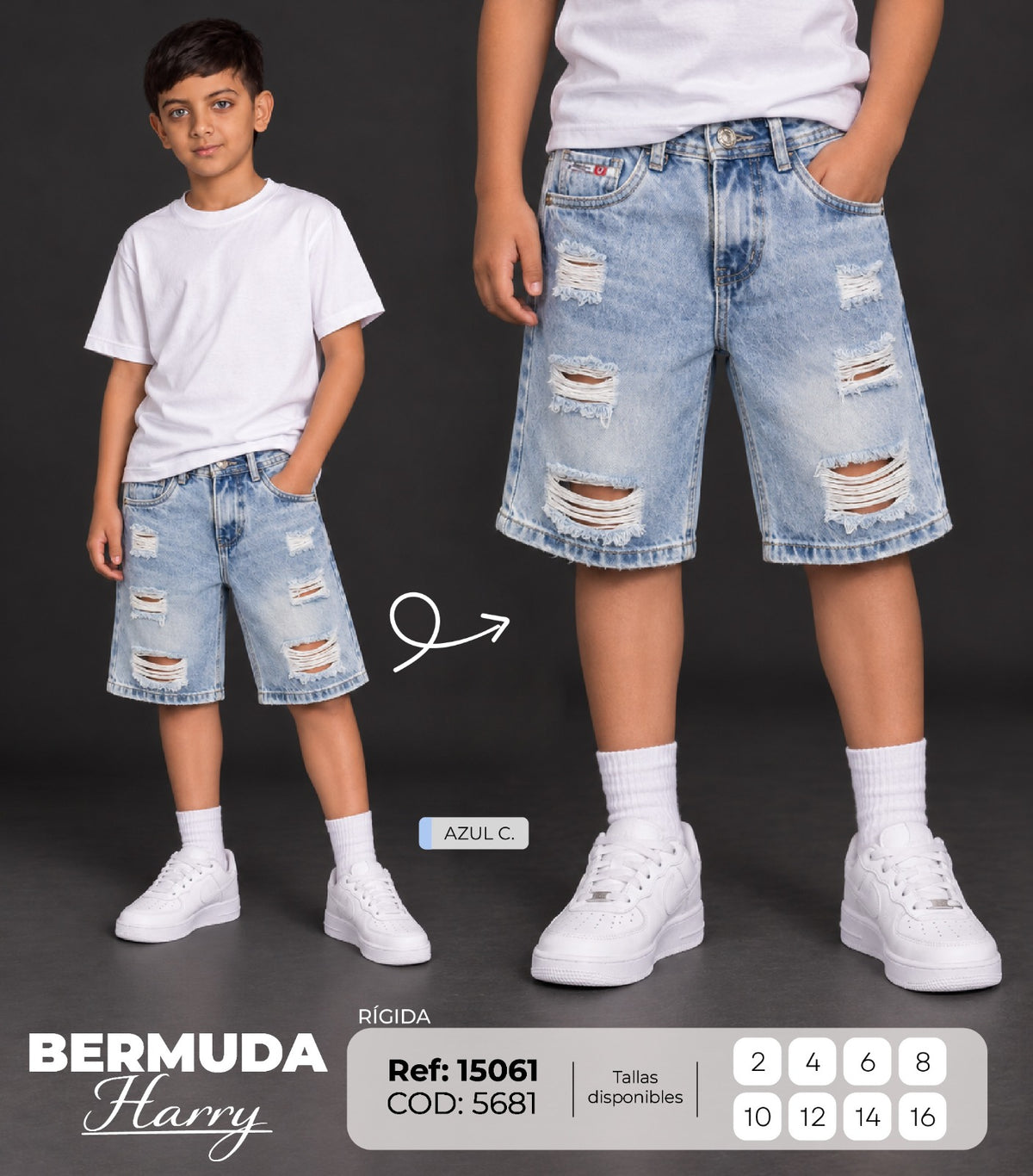 bermuda harry azul claro niño