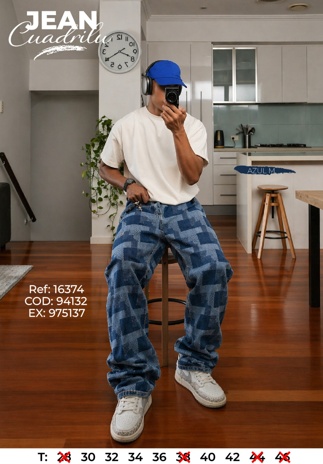 jean baggy cuadrilu hombre