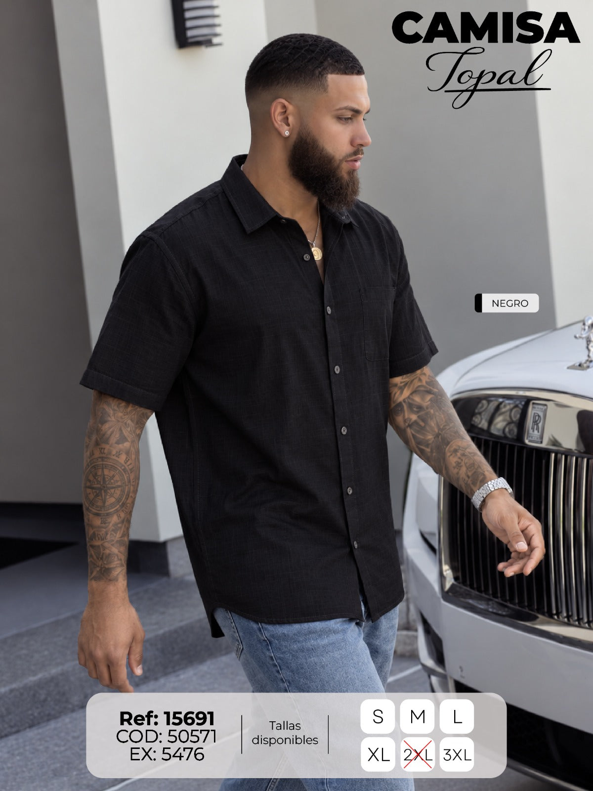 camisa topal negro hombre
