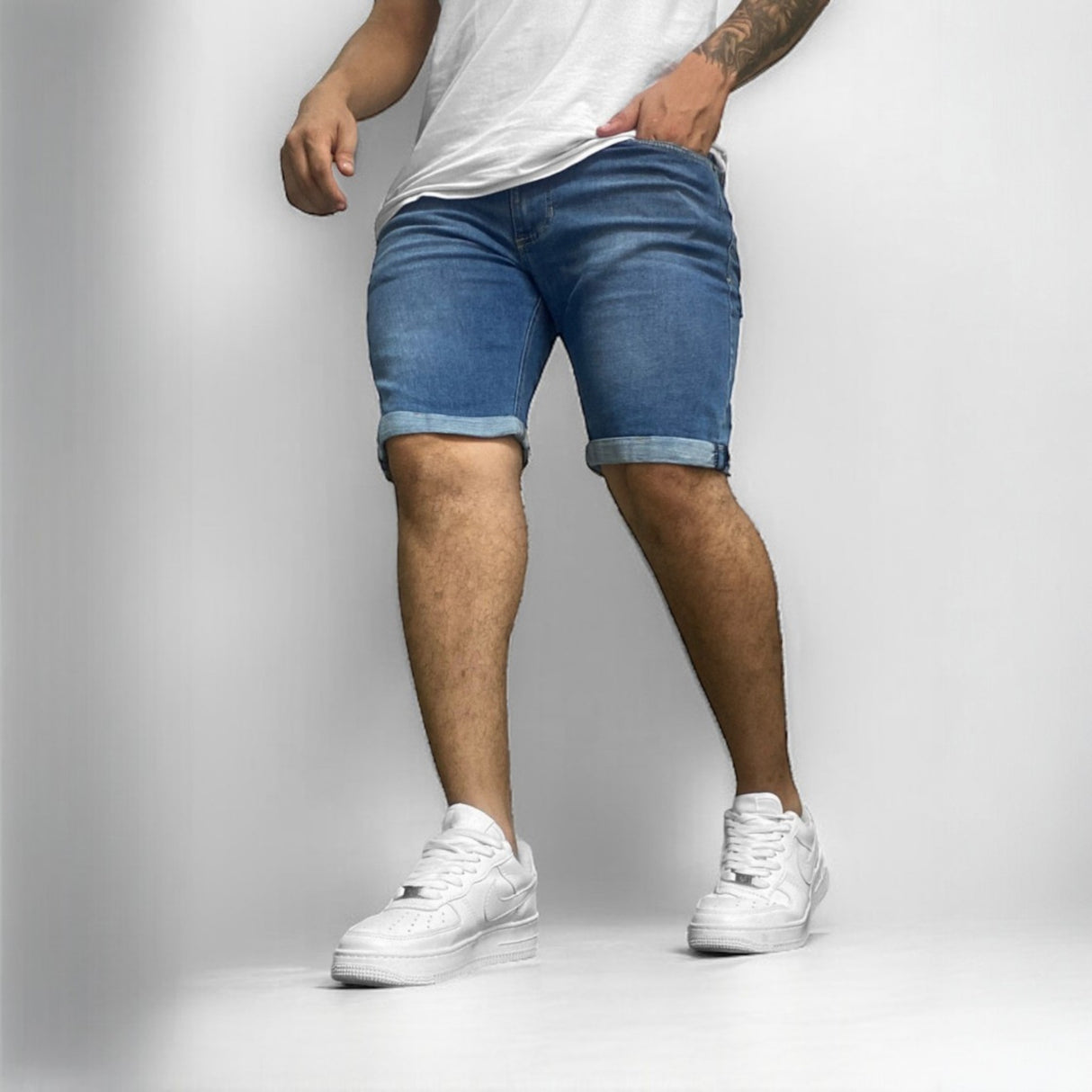 Bermuda jean clásica hombre