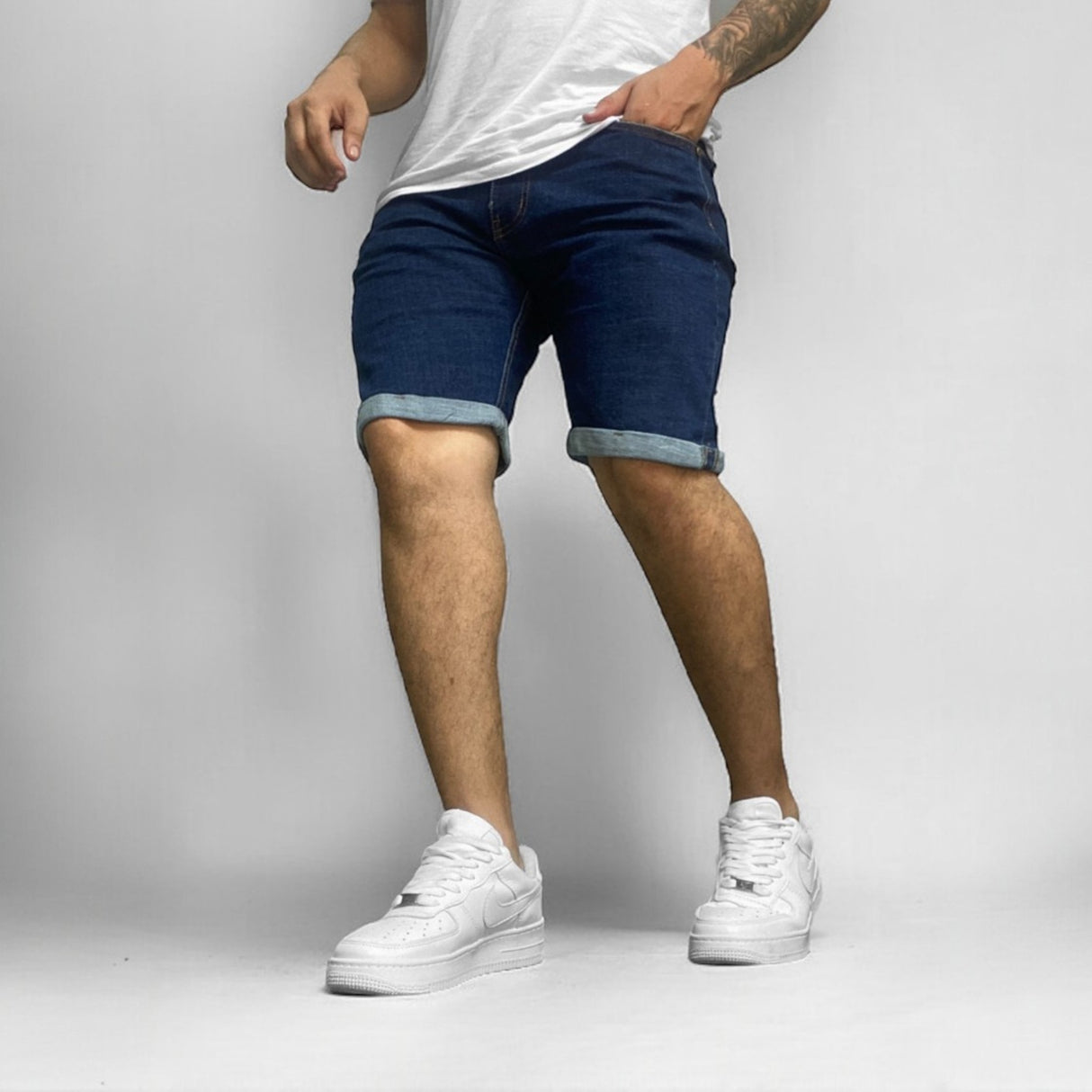 Bermuda jean clásica hombre