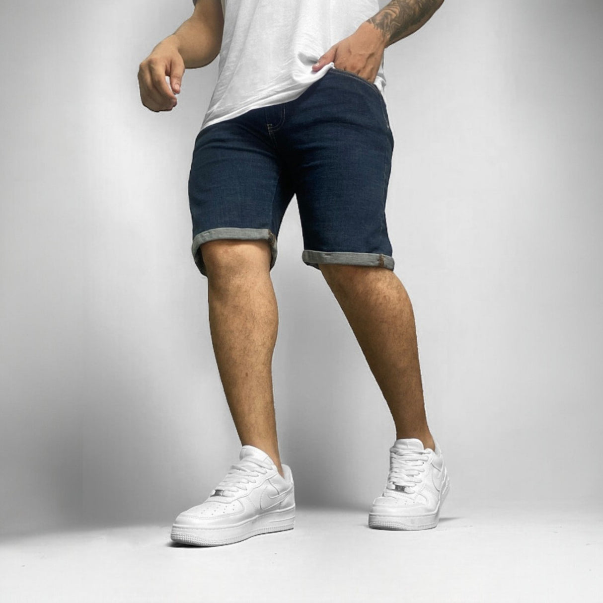 Bermuda jean clásica hombre