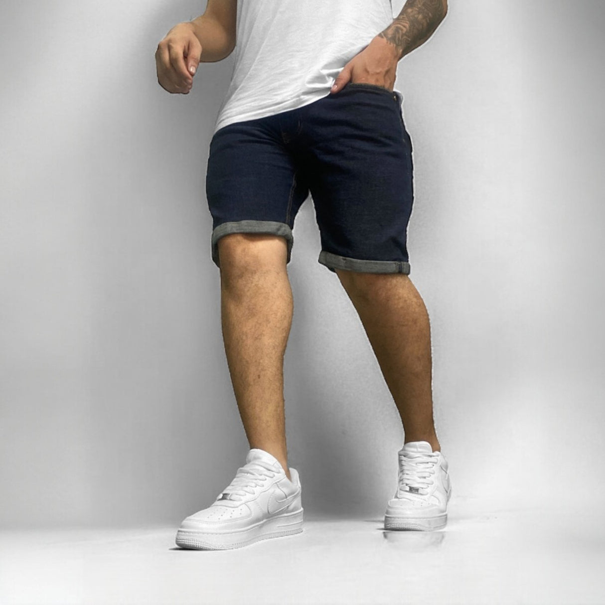 Bermuda jean clásica hombre