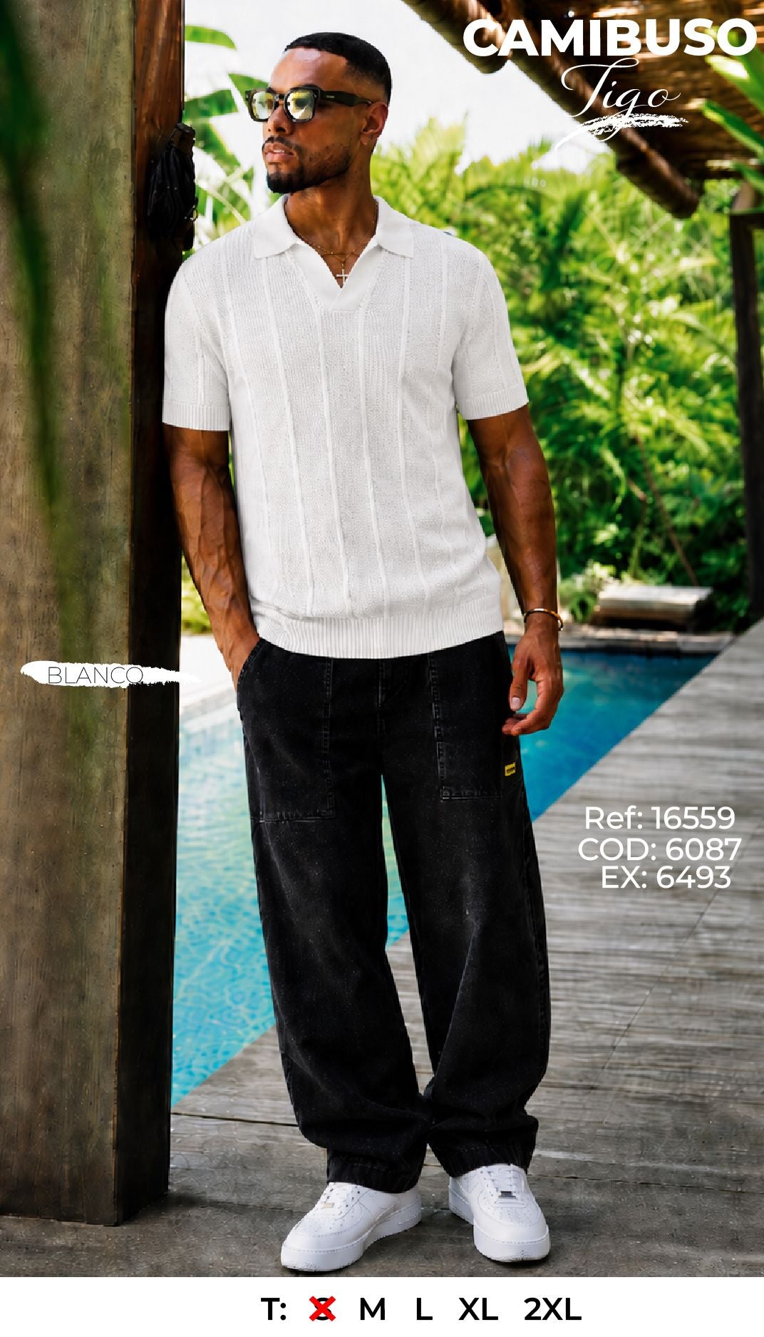 Camibuso tigo blanco hombre