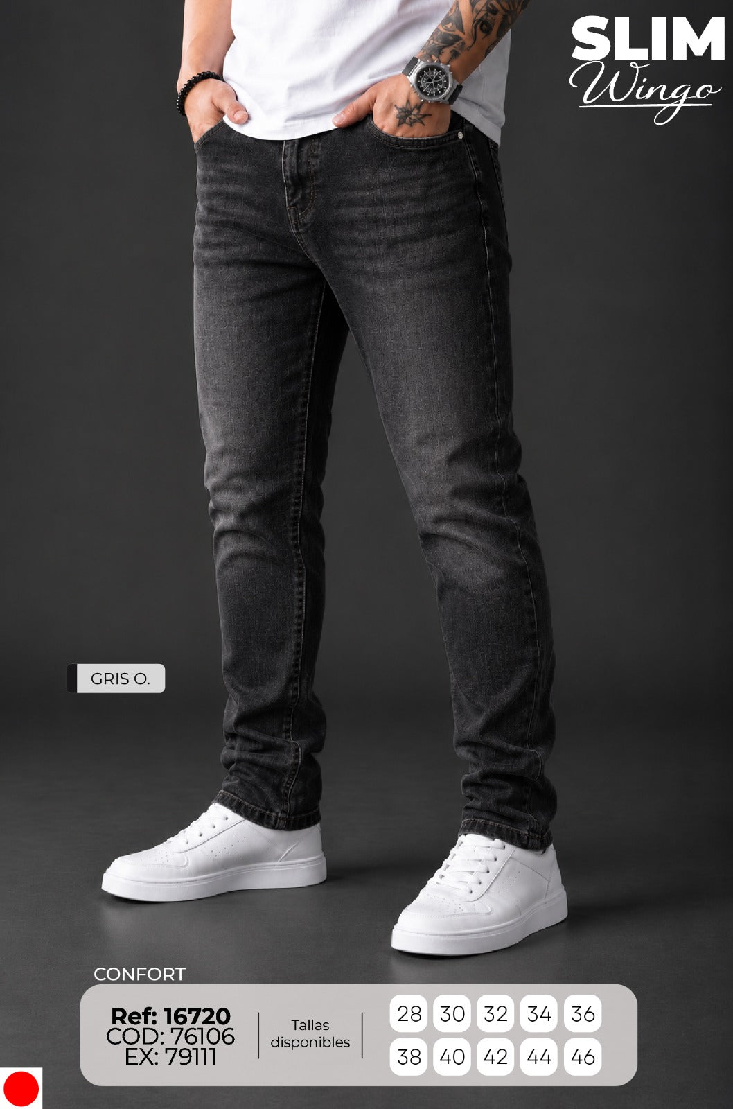 jean slim wingo gris o hombre