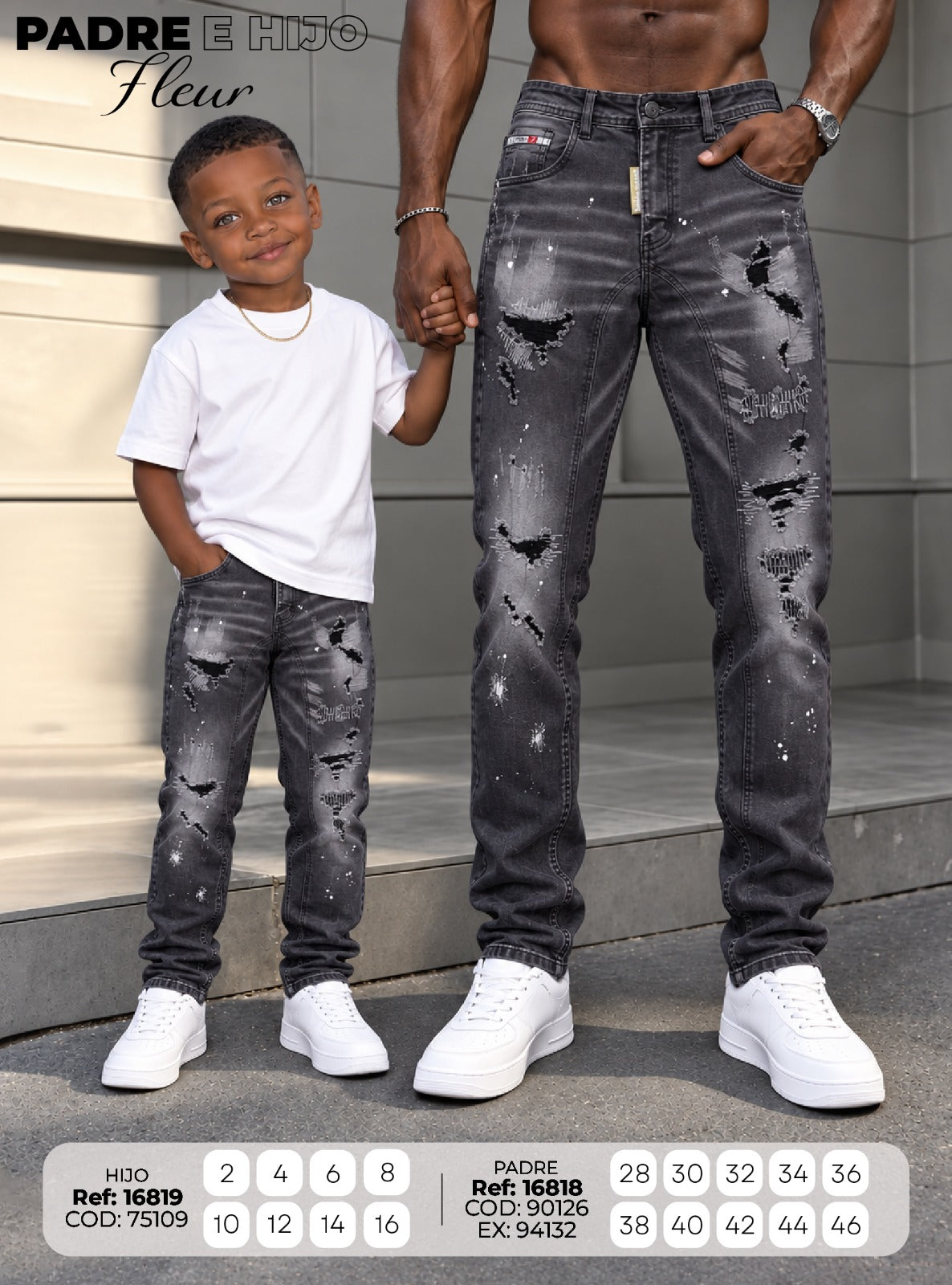 jean regular fleur padre e hijo