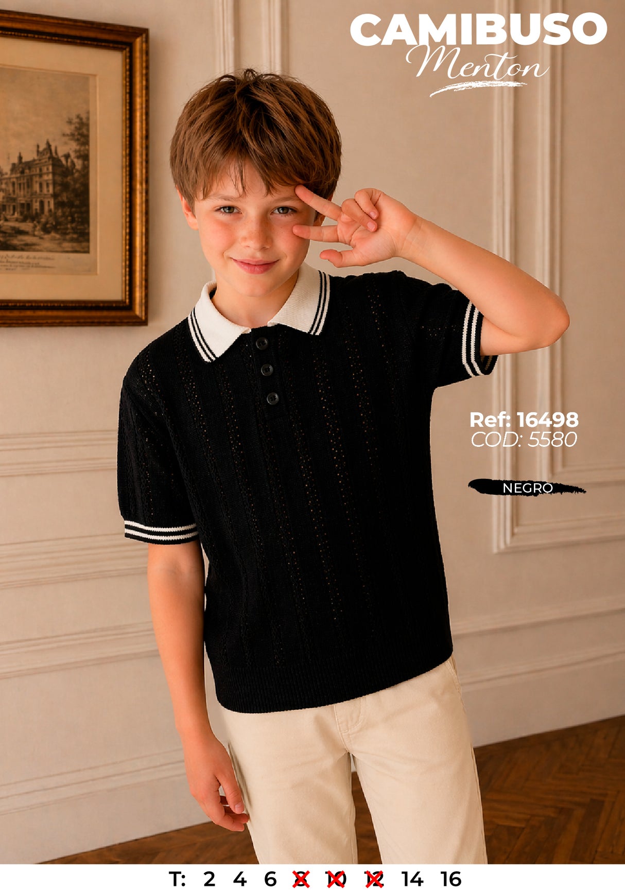 camibuso menton negro niño