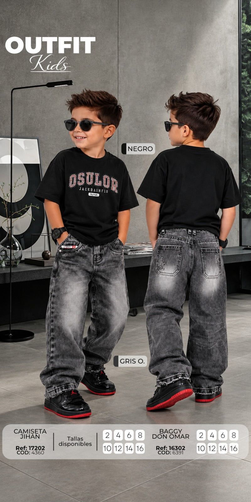 OUTFIT NIÑO don omar gris o- jihan