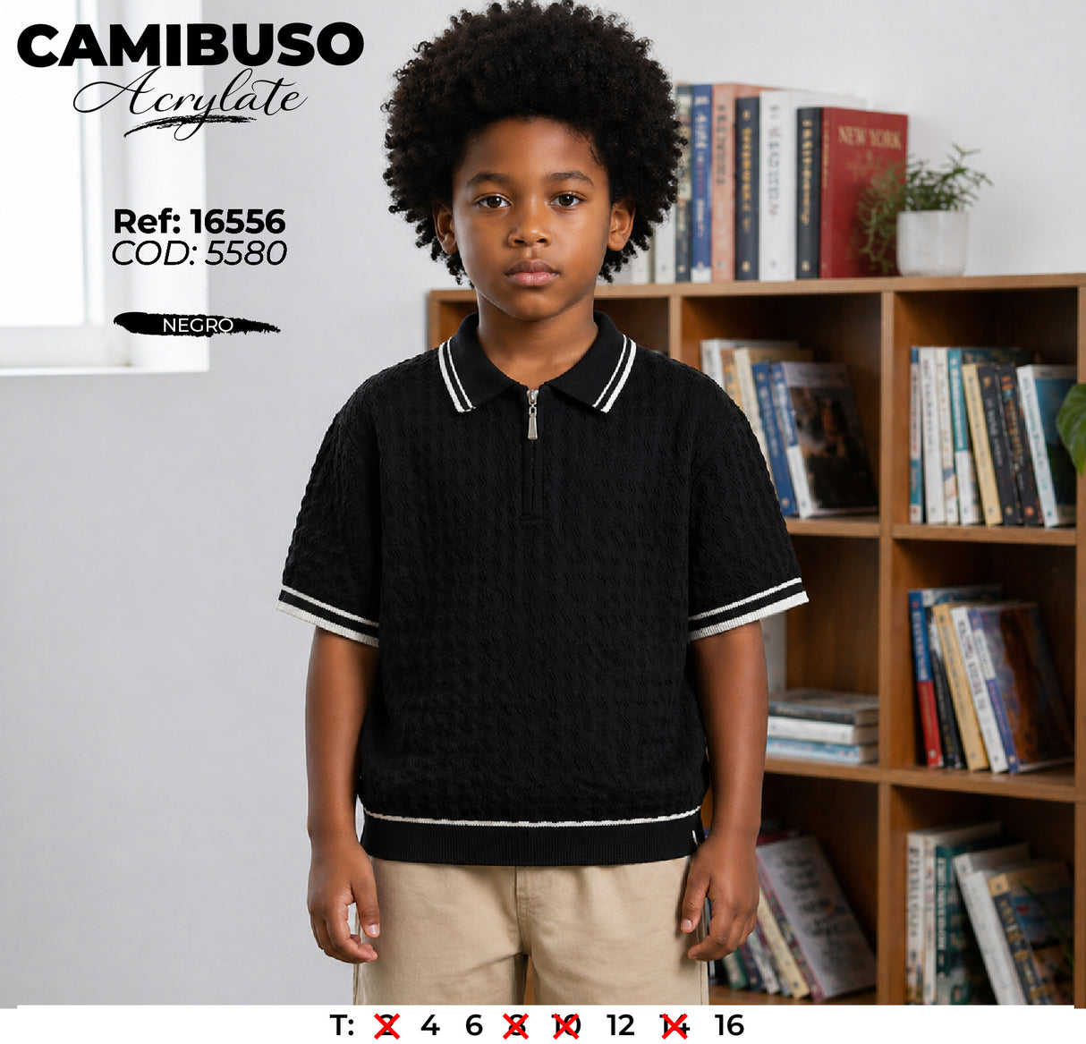 camibuso acrylate negro niño