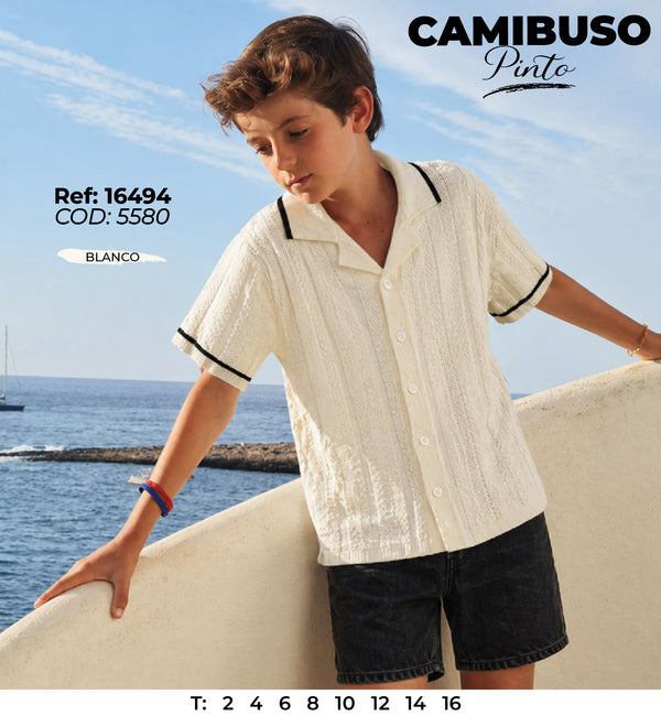 camibuso pinto blanco niño