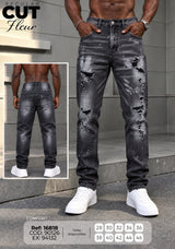 jean regular cut fleur hombre