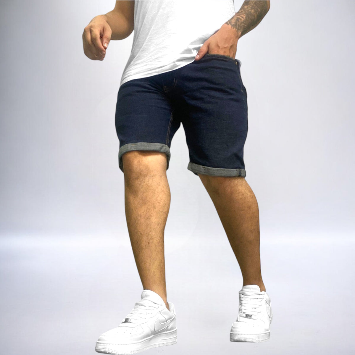 Bermuda jean clásica hombre