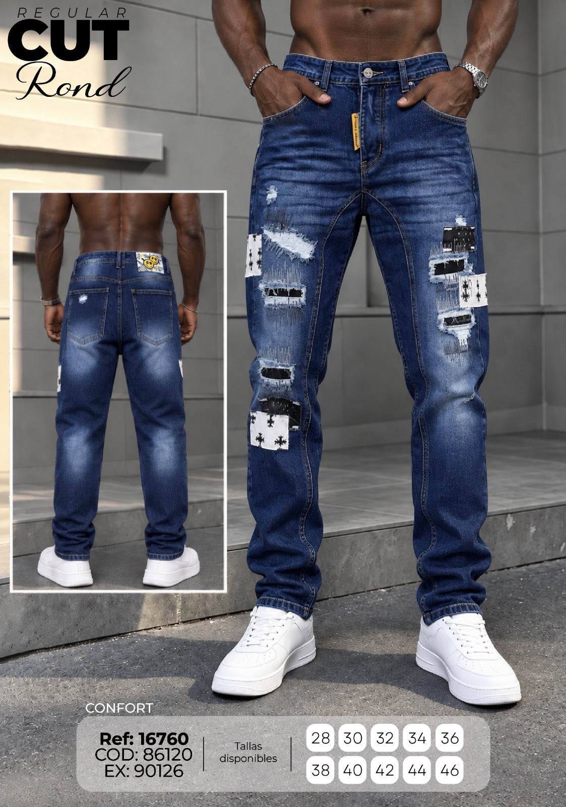 jean cut rond regular hombre