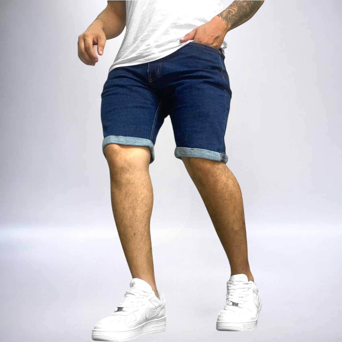 Bermuda jean clásica hombre