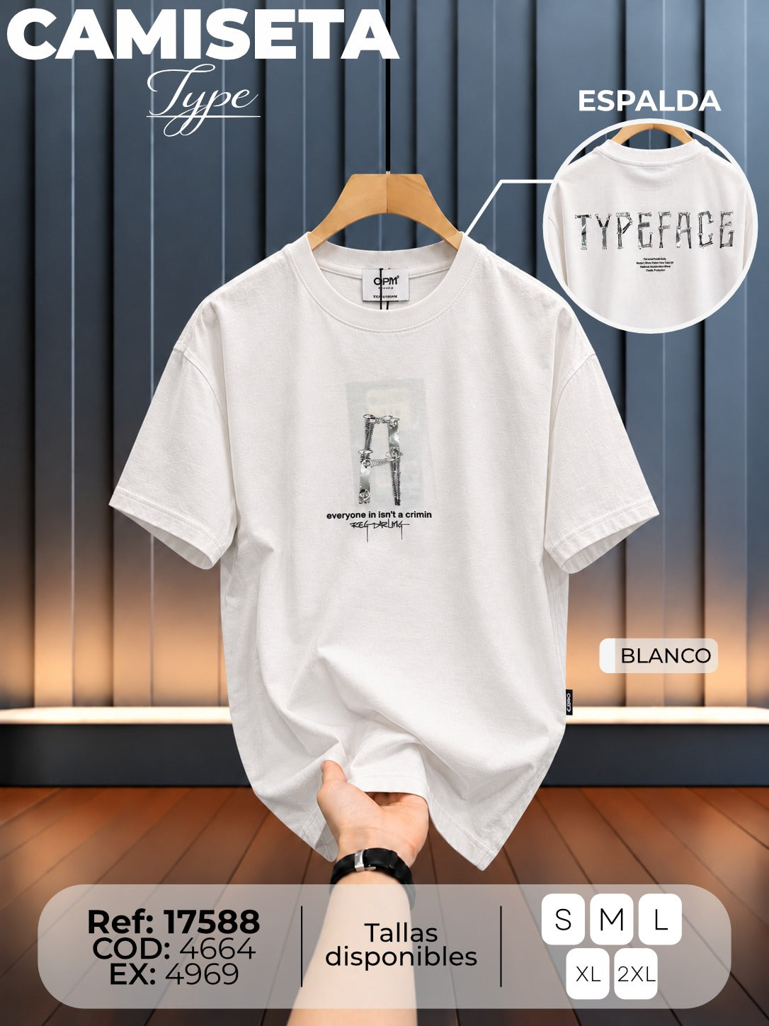 Camiseta type hombre hand